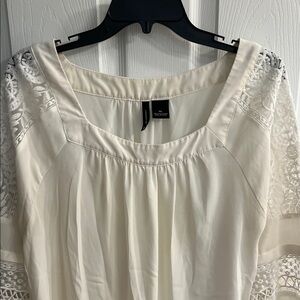 New Directions Cream Blouse with Lace Accents